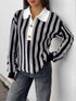 Striped Button Front Long Sleeve Sweater - Fashorio