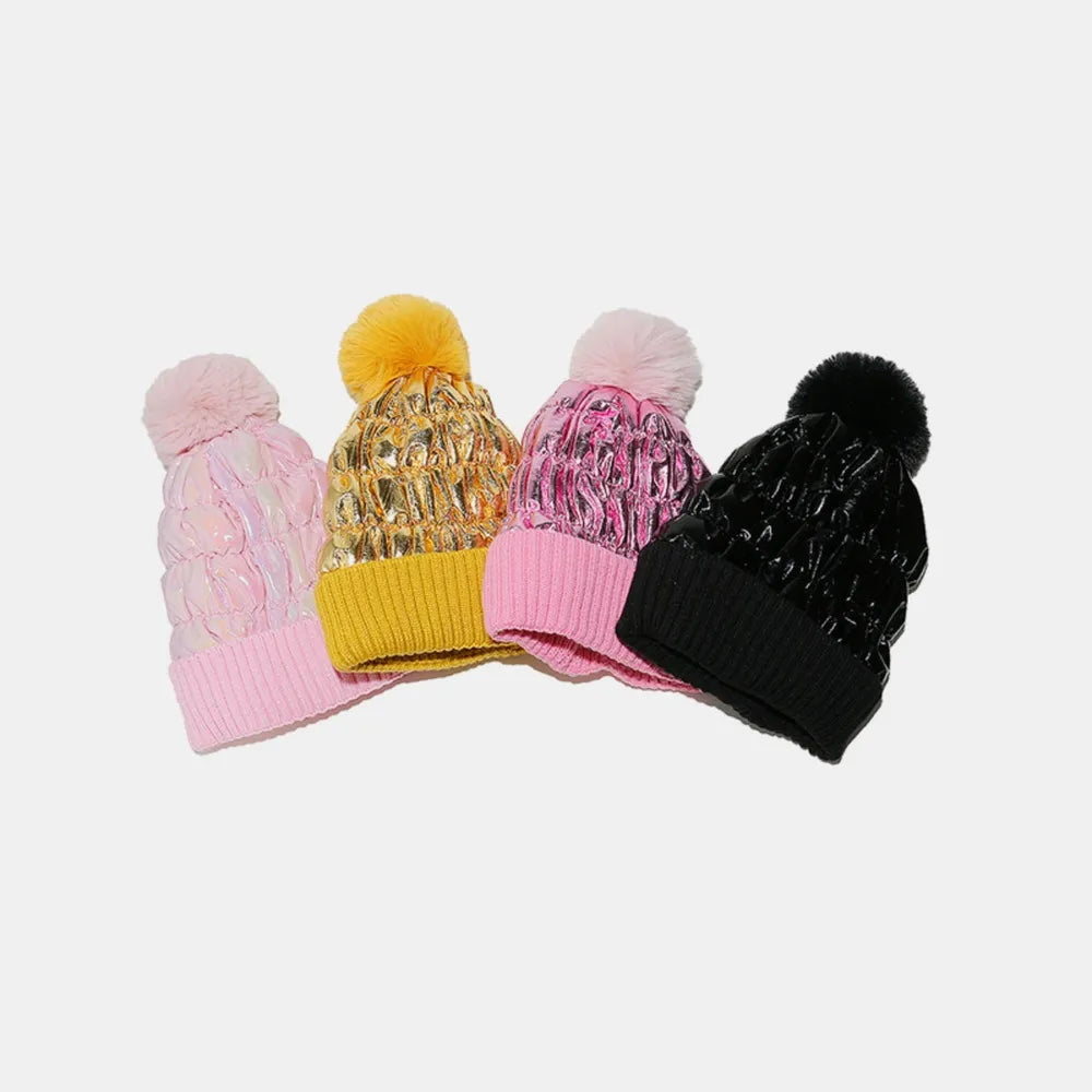 Thermal Knit Hat with Pompom - Fashorio