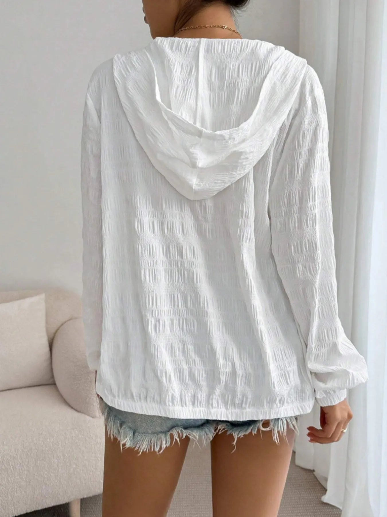 Zip Up Long Sleeve Hooded Outerwear - Fashorio