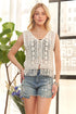 ADORA Fringe Hem Crochet Vest Cardigan - Fashorio