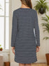 Striped Long Sleeve Lounge Dress - Fashorio
