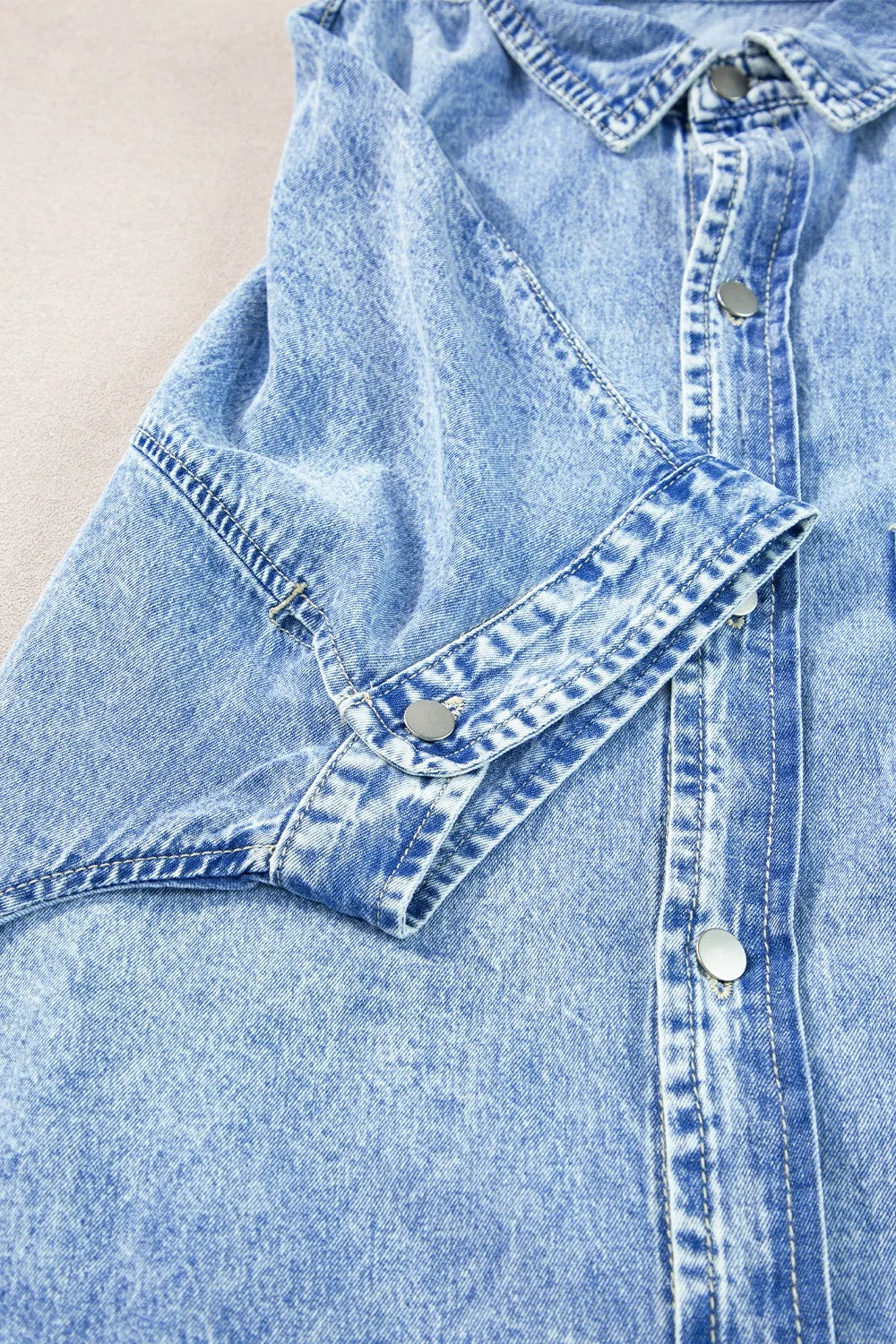 Oversized Button Down Denim Shirt Dress - Fashorio