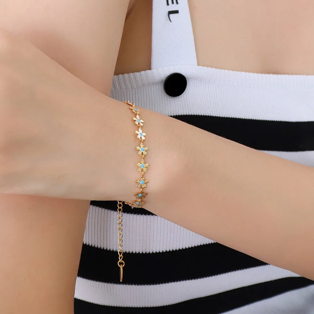 Titanium Steel Drip Oil Flower Bracelet - Fashorio