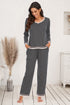 V-Neck Top and Pants Lounge Set Charcoal - Fashorio