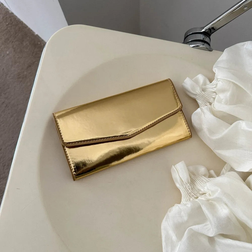 PU Leather Small Wallet Gold One Size - Fashorio