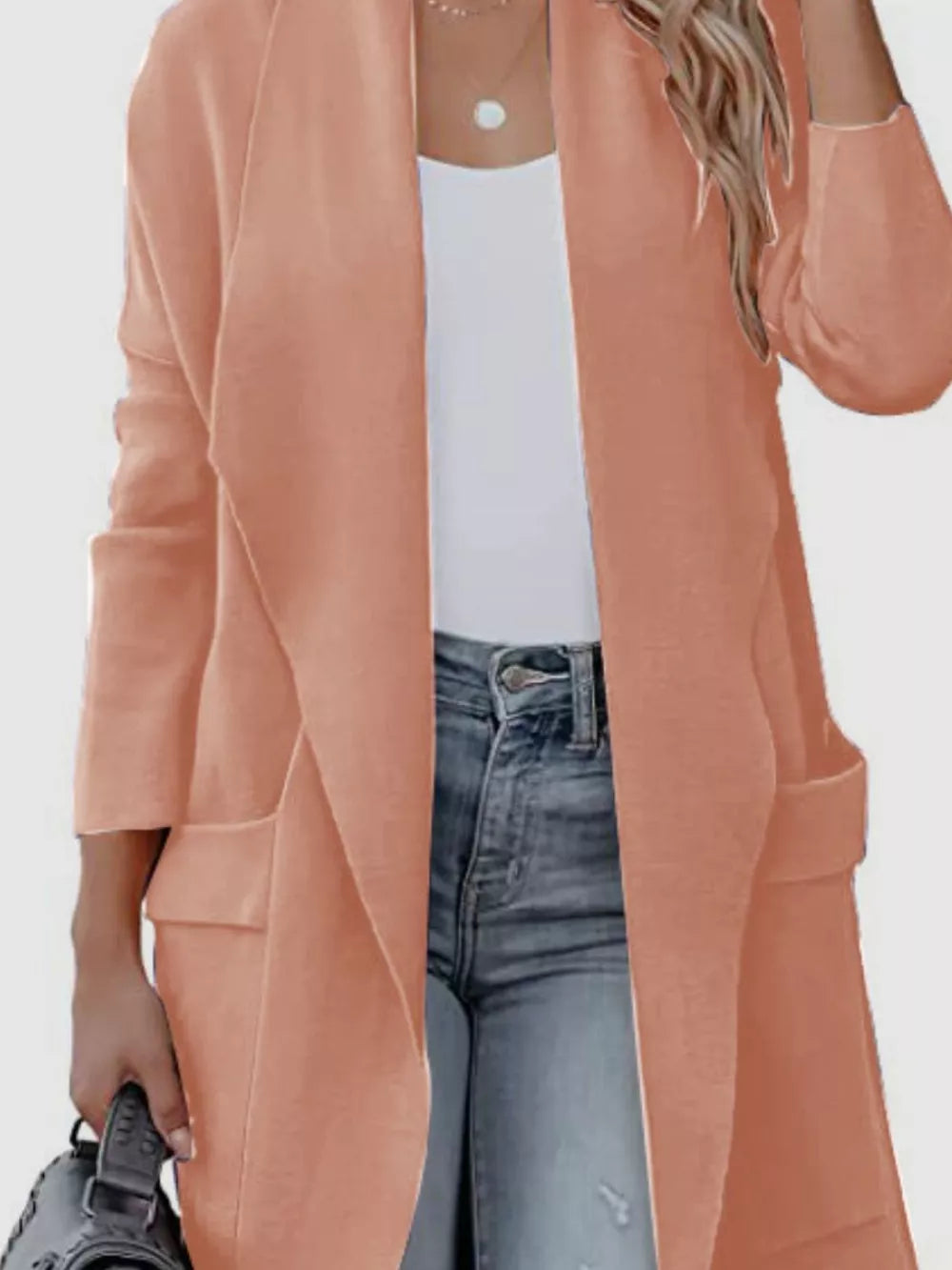 Open Front Dropped Shoulder Outerwear - Fashorio