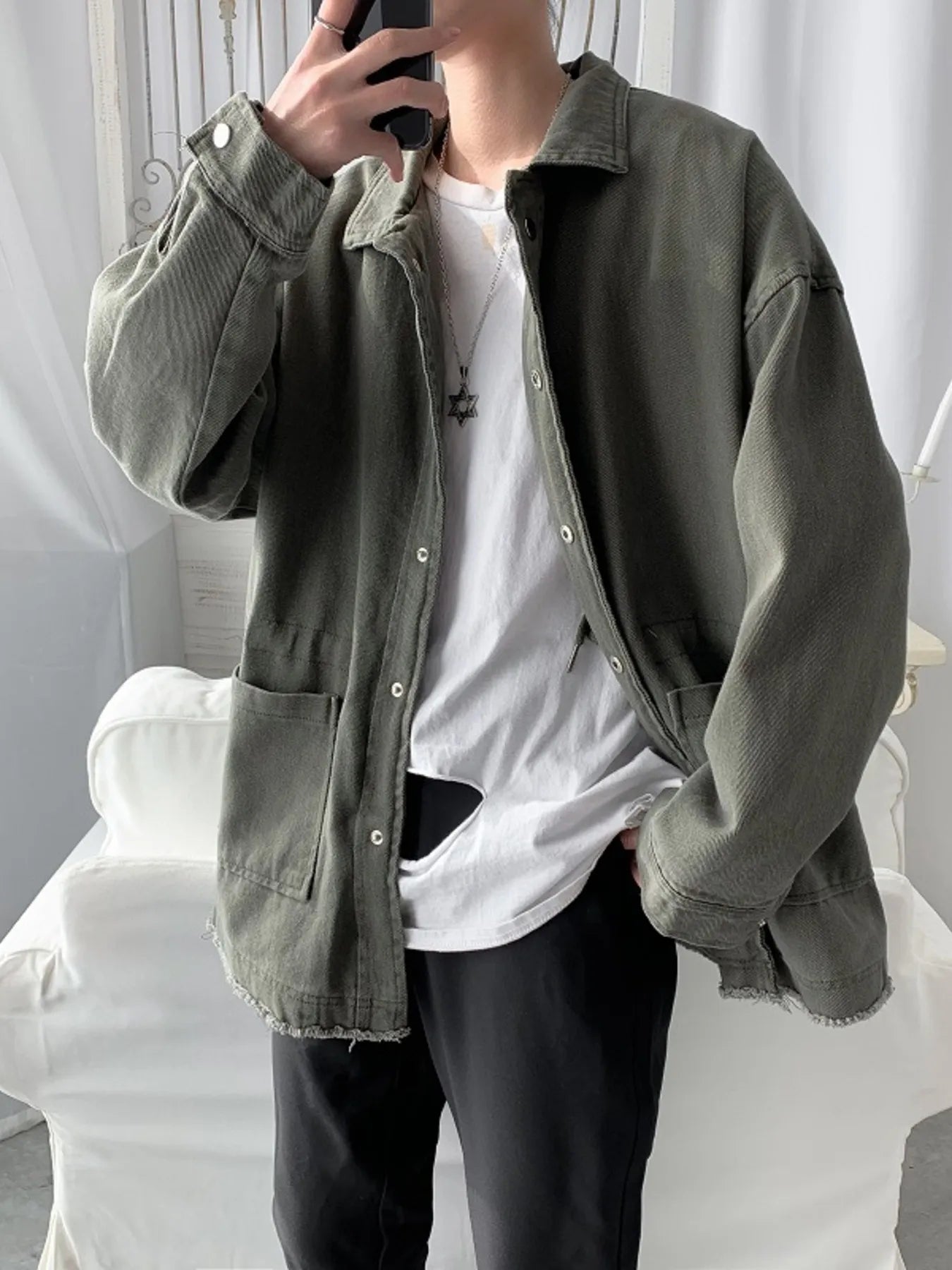 Men's Button Up Long Sleeve Jacket - Fashorio