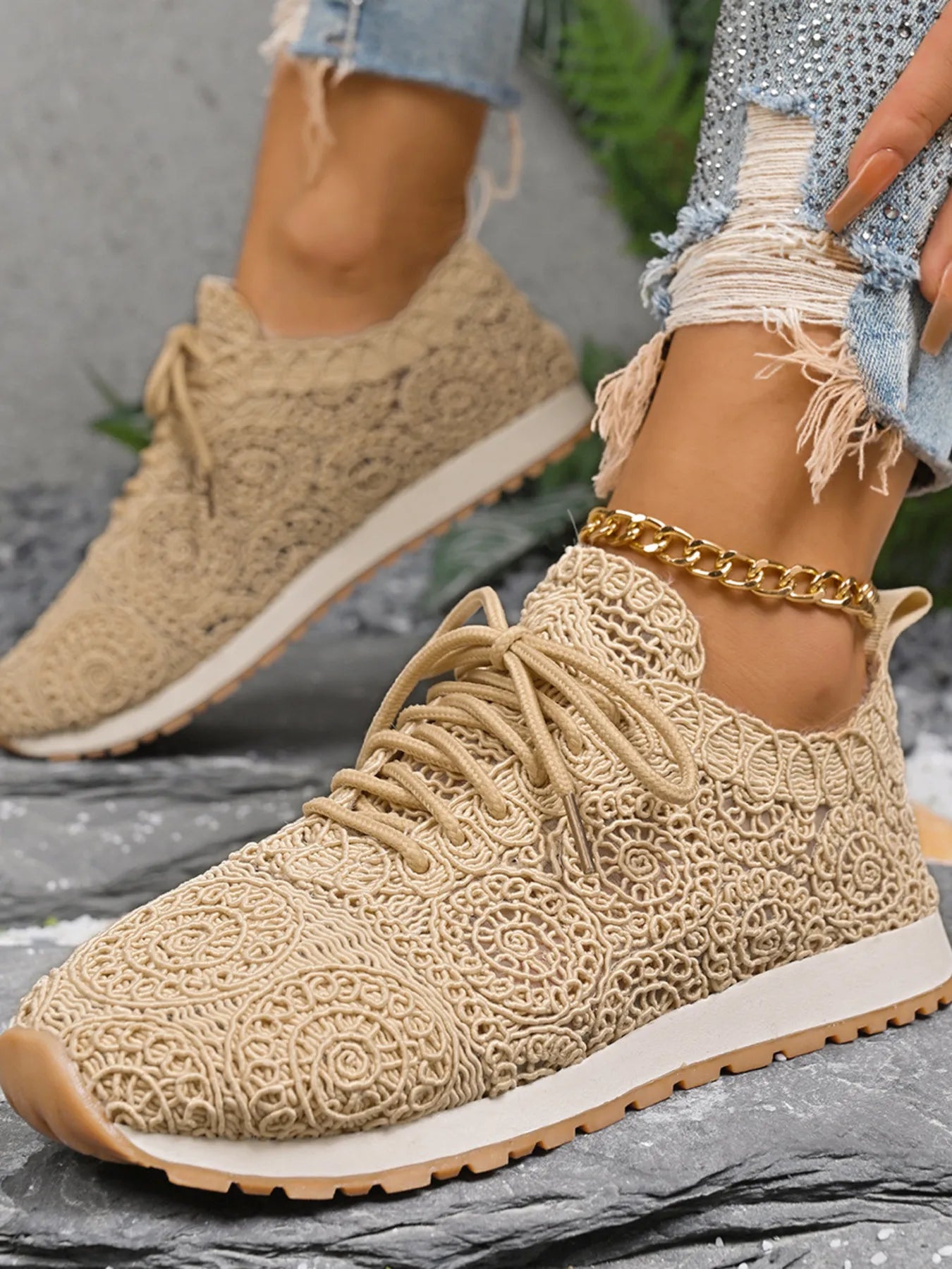 Mesh Lace Up Sneakers - Fashorio