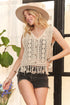 ADORA Fringe Hem Crochet Vest Cardigan - Fashorio