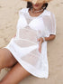 Hollow Out Collared Neck Cover-Up White One Size - Fashorio