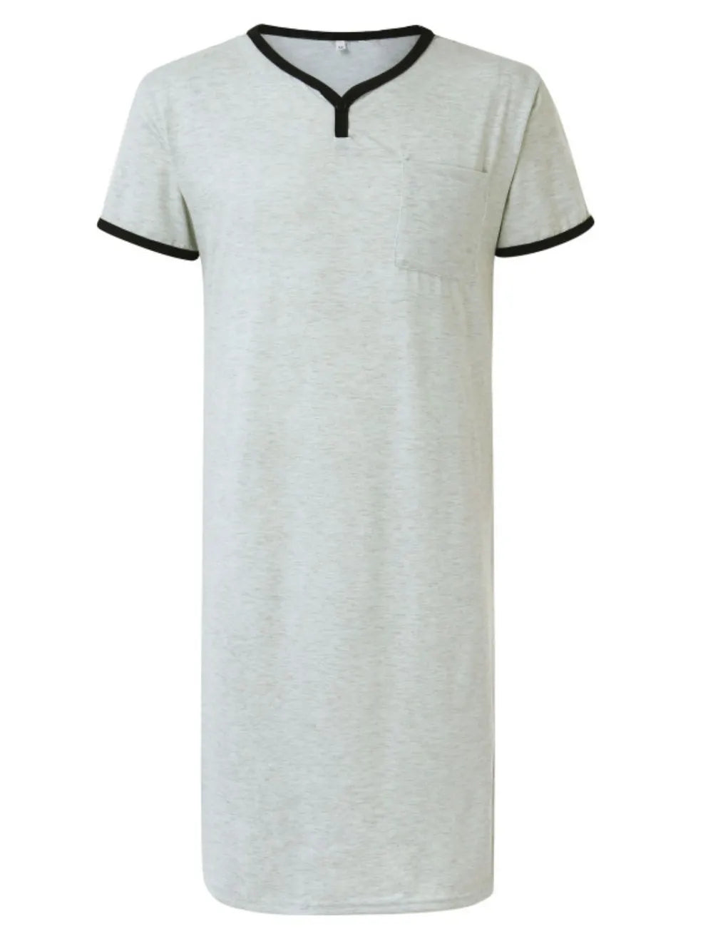 Men's Plus Size Contrast Trim Short Sleeve Lounge Tee Dress Gray - Fashorio