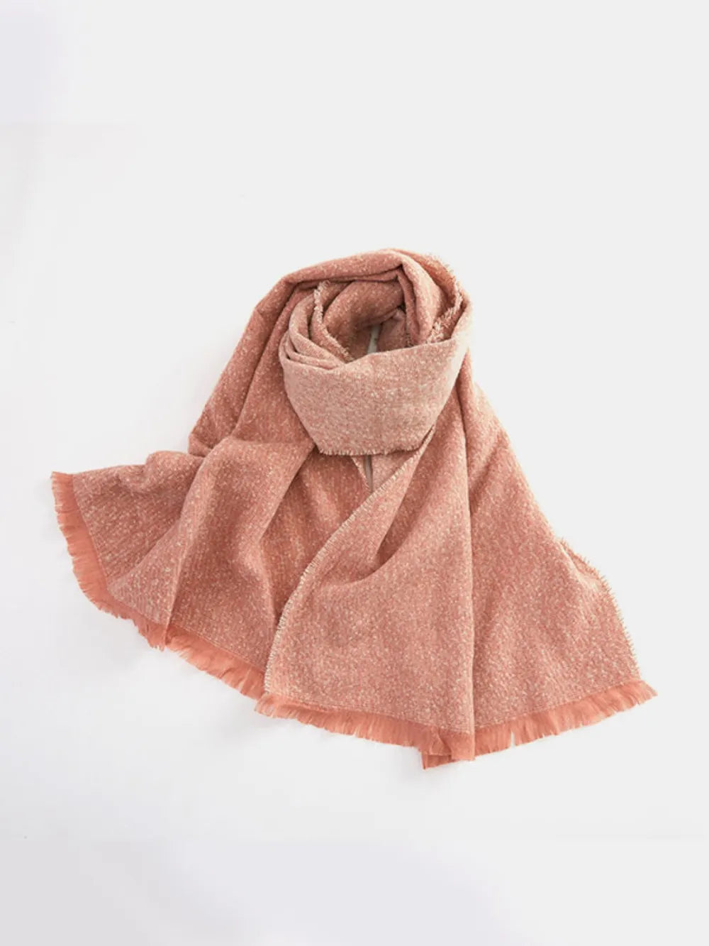Raw Hem Heathered Polyester Scarf - Fashorio