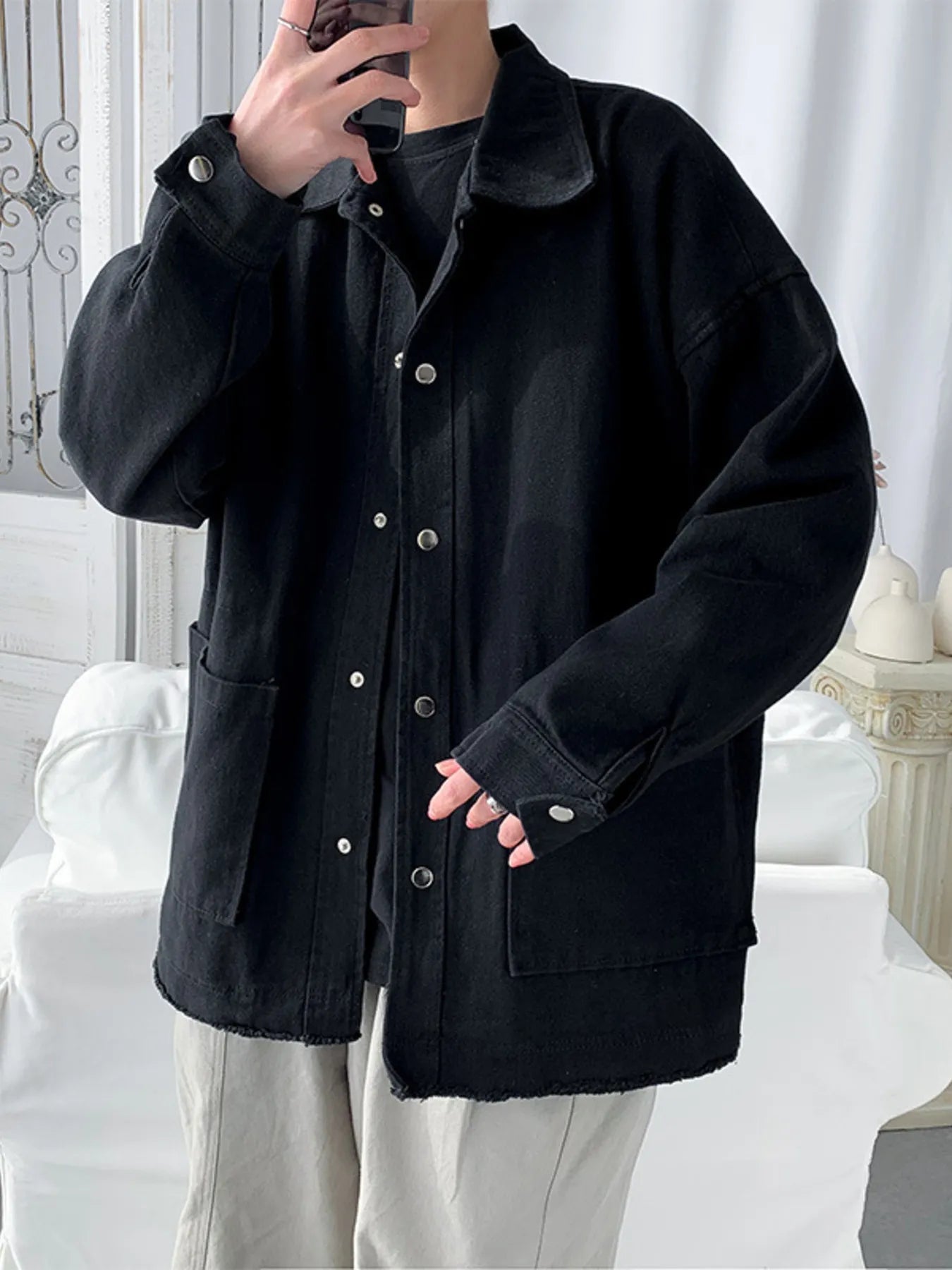 Men's Button Up Long Sleeve Jacket - Fashorio