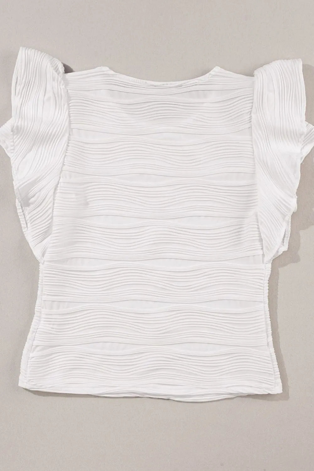Ruffled Round Neck Textured Top - Fashorio