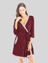 Tie Waist Surplice Neck Robe with Pockets Wine - Fashorio