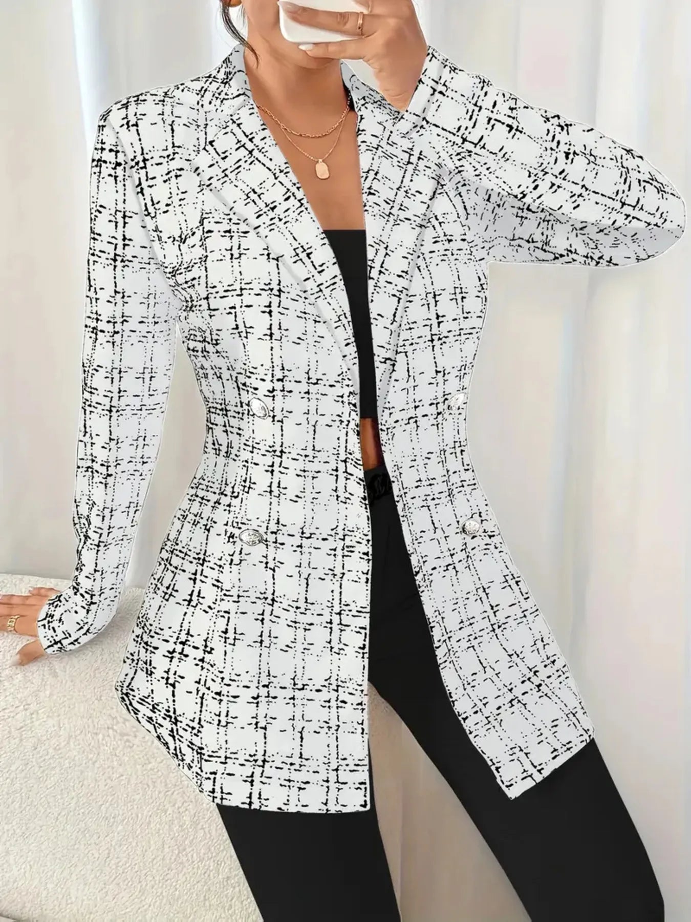Tweed Double-Breasted Blazer - Fashorio