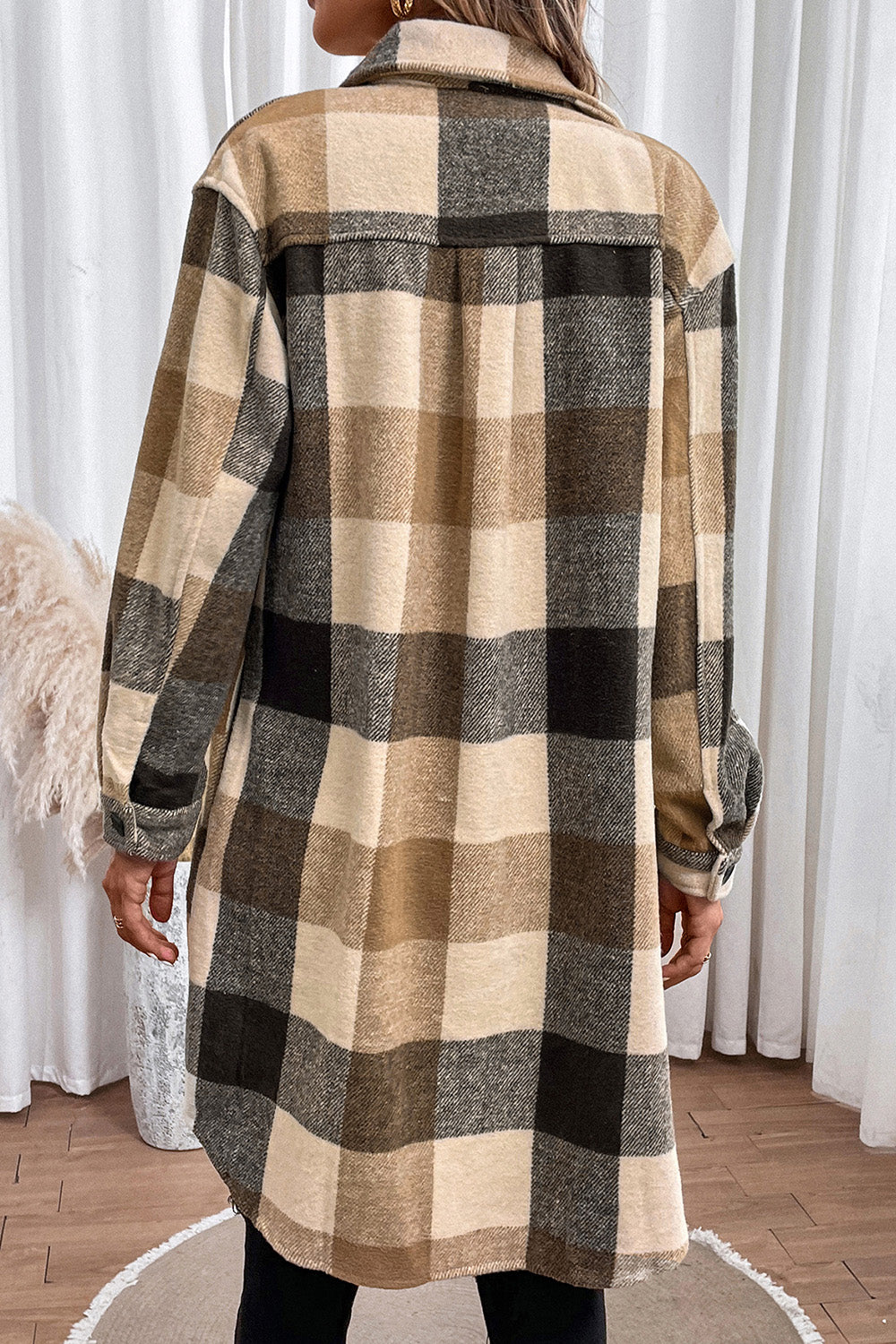 Plaid Button Down Longline Coat - Fashorio