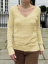 Cable Knit V-Neck Sweater Light Yellow - Fashorio
