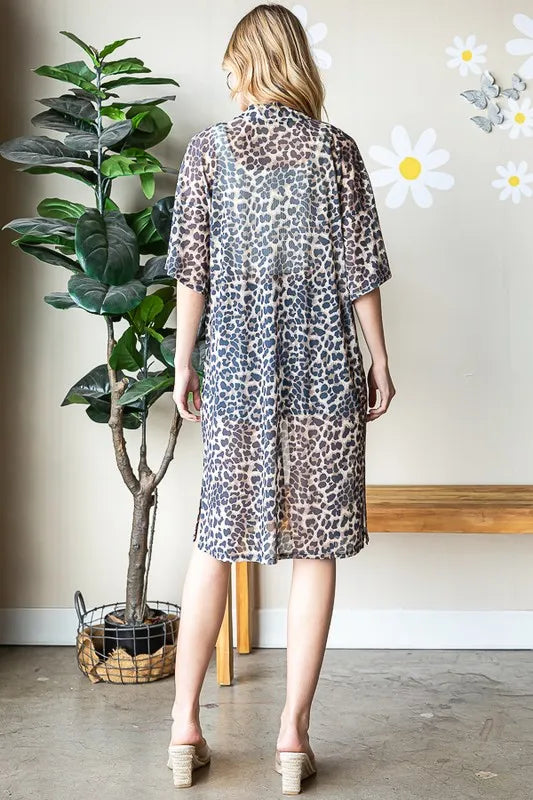 Heimish Full Size Leopard Open Front Cardigan Plus Size - Fashorio