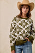 BiBi Flower Pattern Long Sleeve Sweater - Fashorio