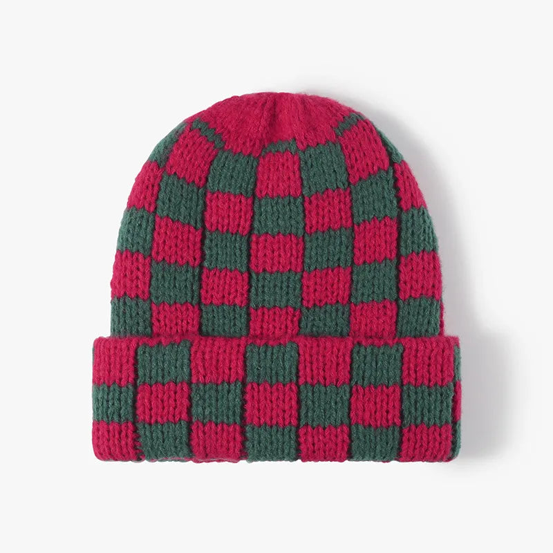 Thermal Checkered Hat Deep Red One Size - Fashorio