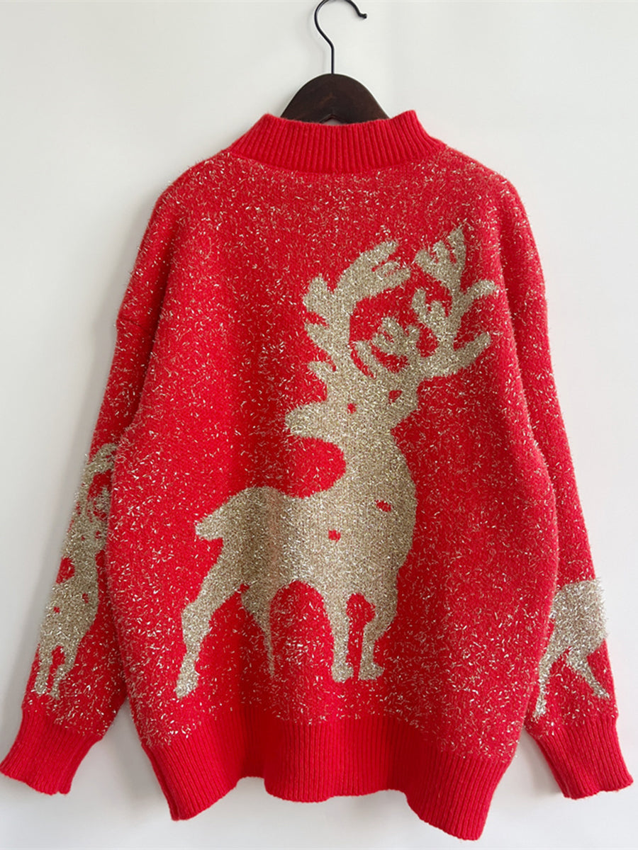 Christmas Element Round Neck Sweater - Fashorio