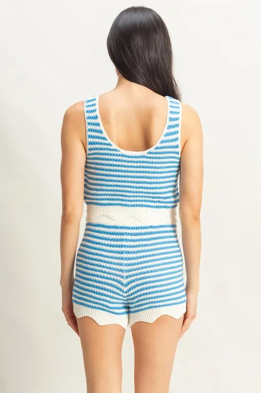HYFVE Striped Cropped Tank and Shorts Set - Fashorio