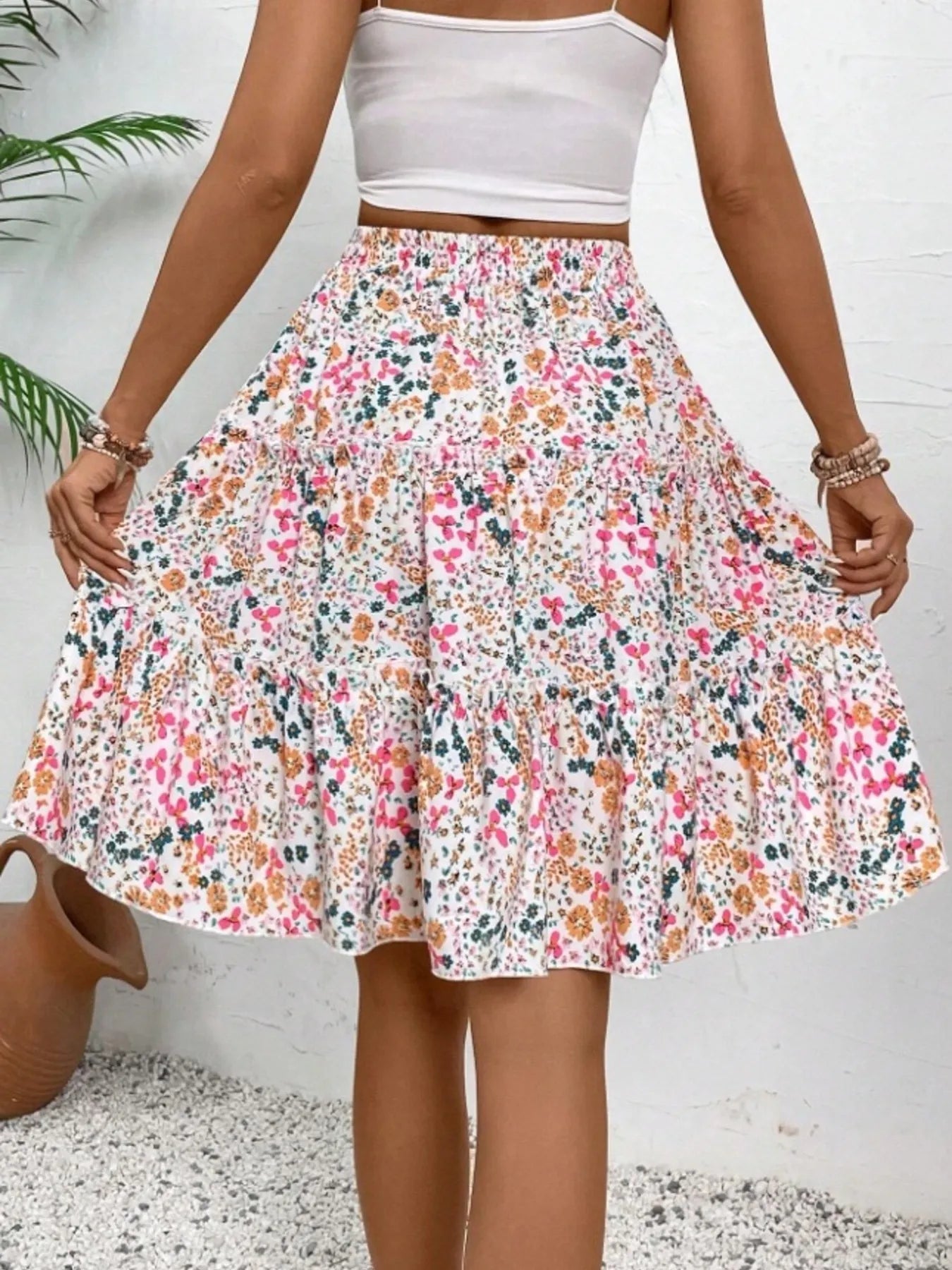 Floral Print Midi Skirt - Fashorio