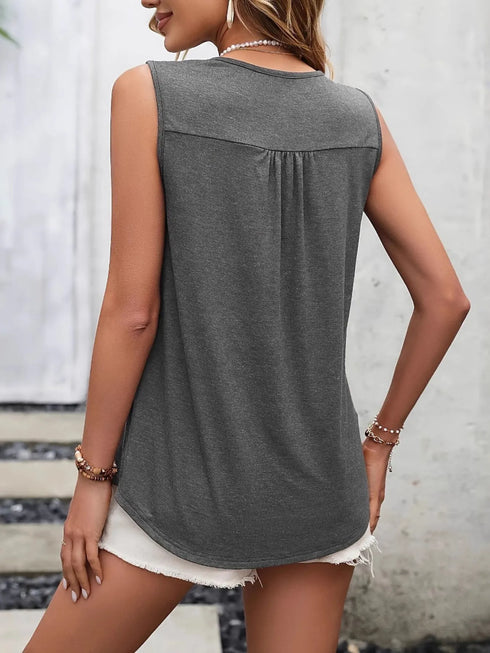 Lace Panel Scoop Neck Tank - Fashorio