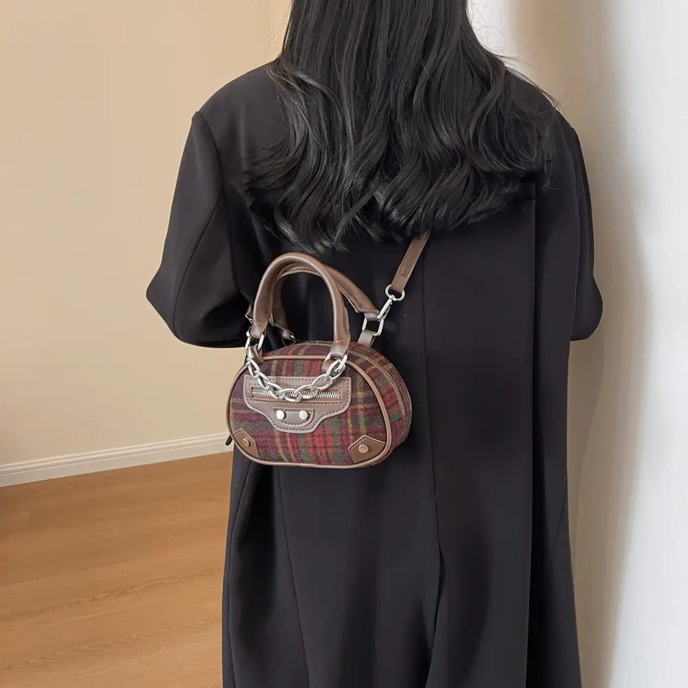Plaid Print Crossbody Bag - Fashorio