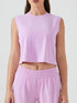 Millennia Round Neck Cropped Active Tank Pink Purple - Fashorio
