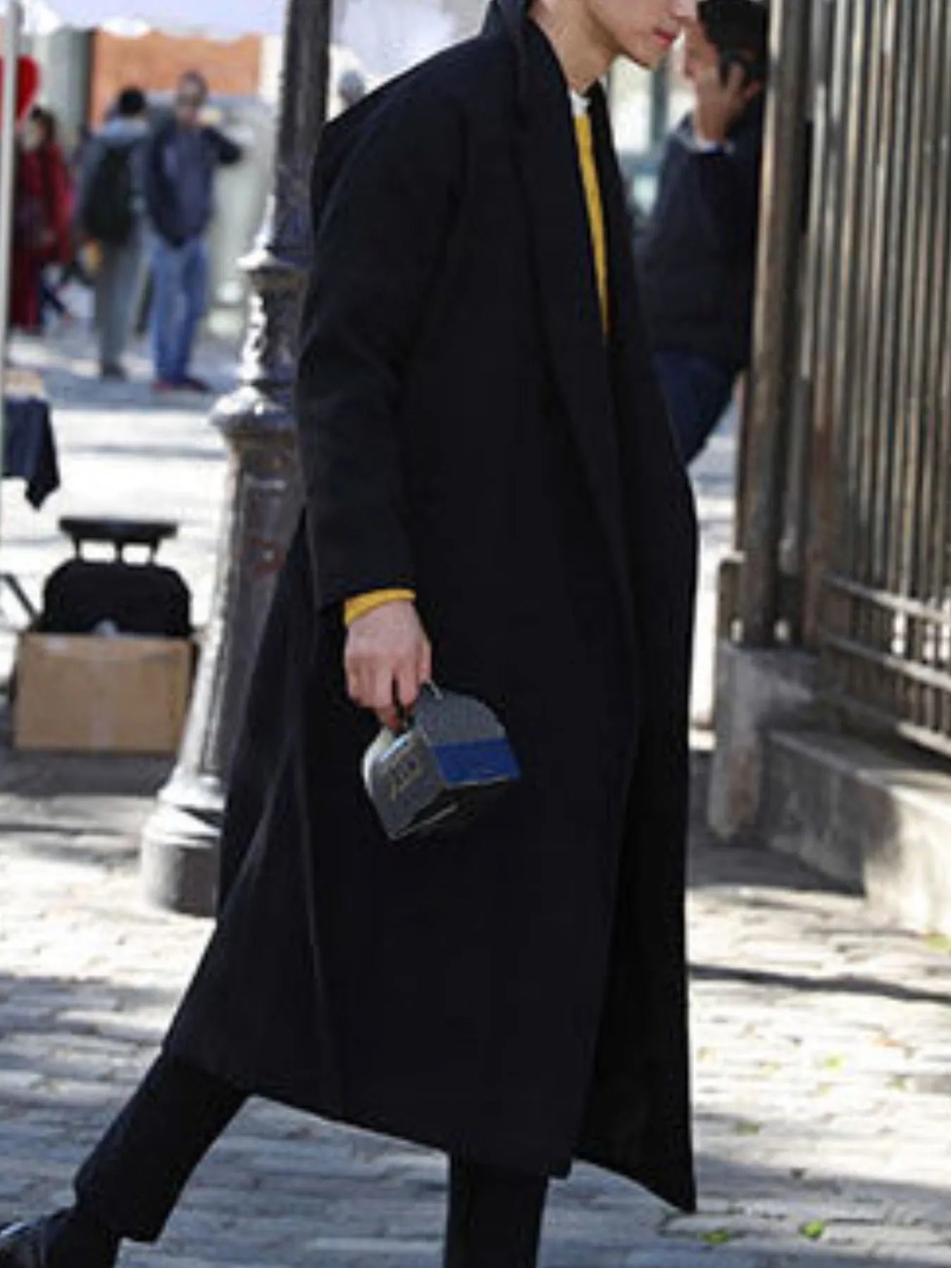 Men's Plus Size Lapel Collar Long Sleeve Longline Coat - Fashorio