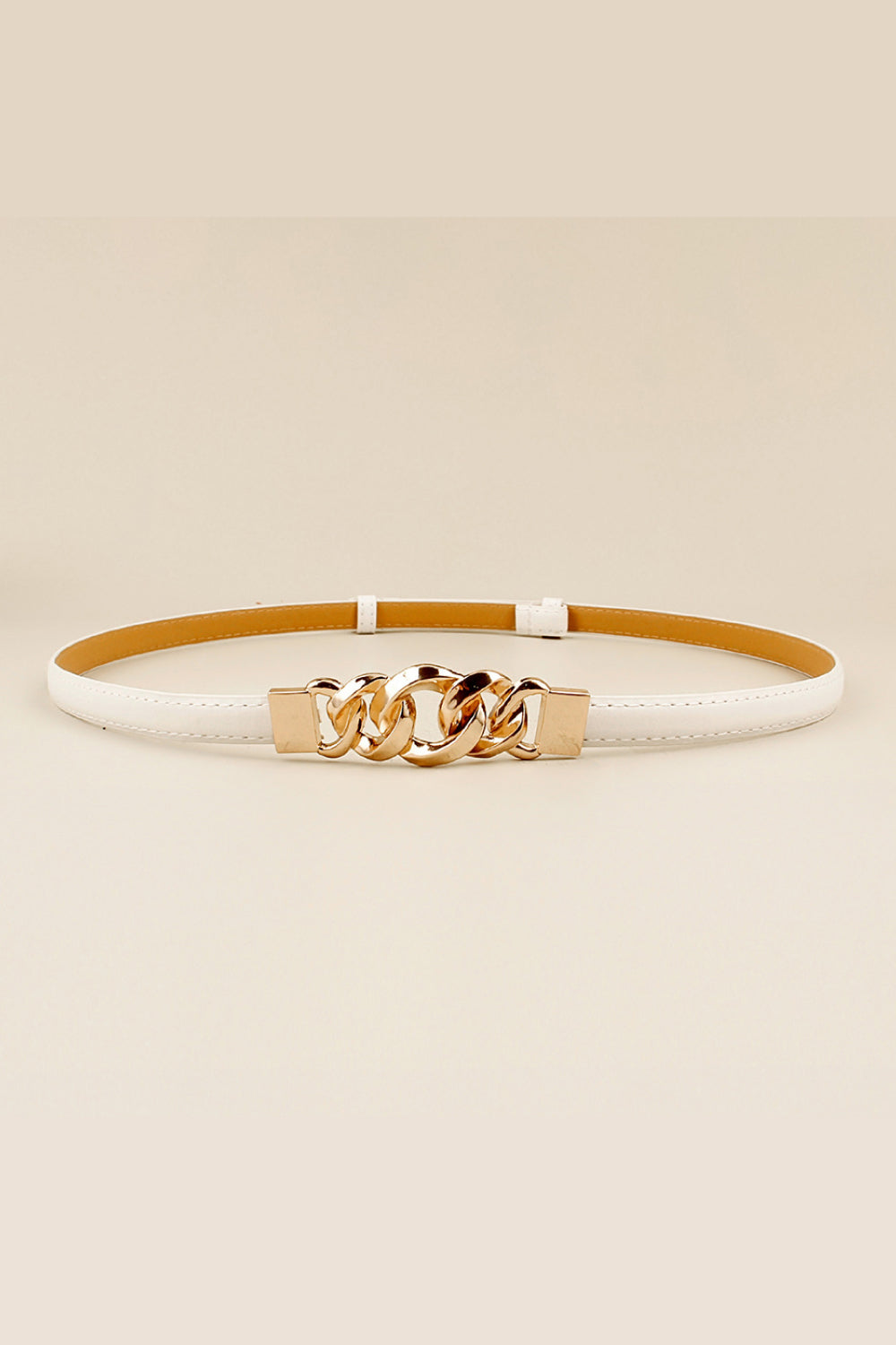 PU Skinny Belt White One Size - Fashorio