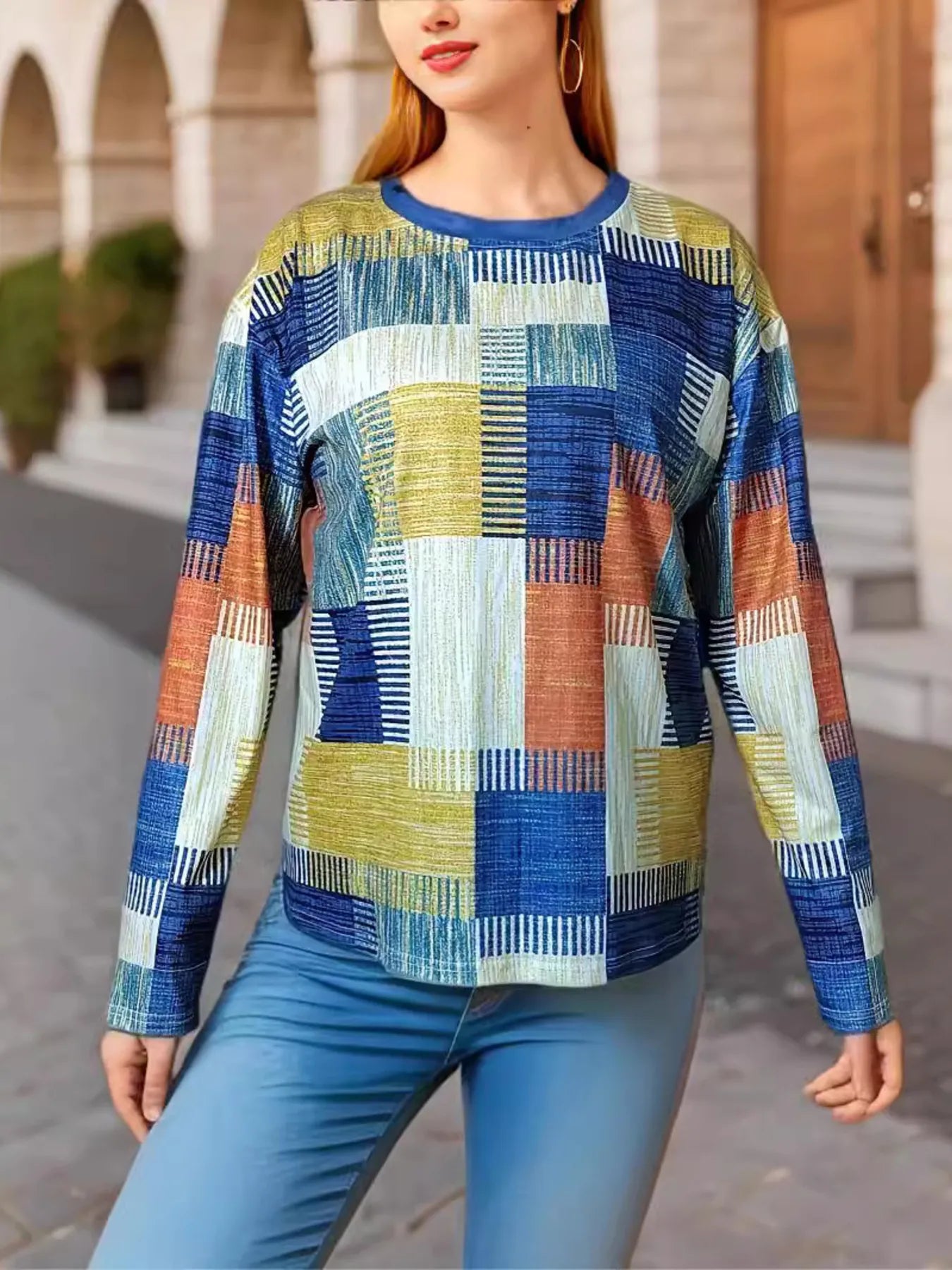 Color Block Long Sleeve T-Shirt - Fashorio