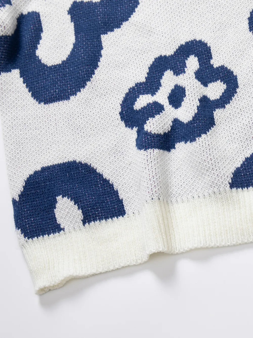 Flower Pattern Round Neck Long Sleeve Sweater - Fashorio