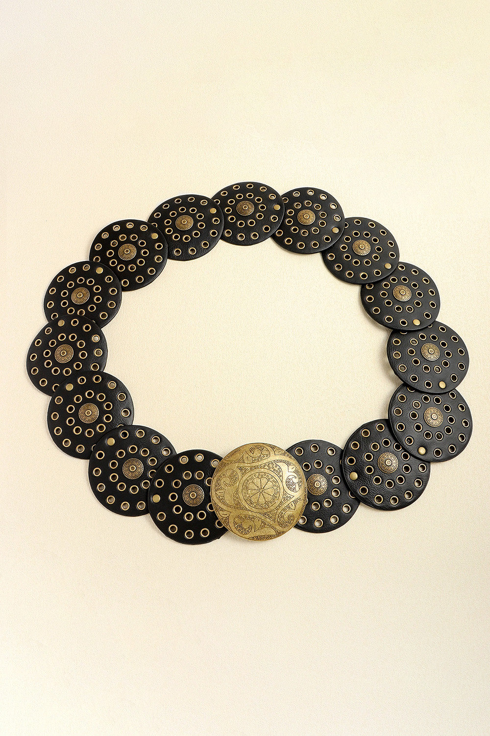 Vintage PU Leather Wide Belt Gold One Size - Fashorio