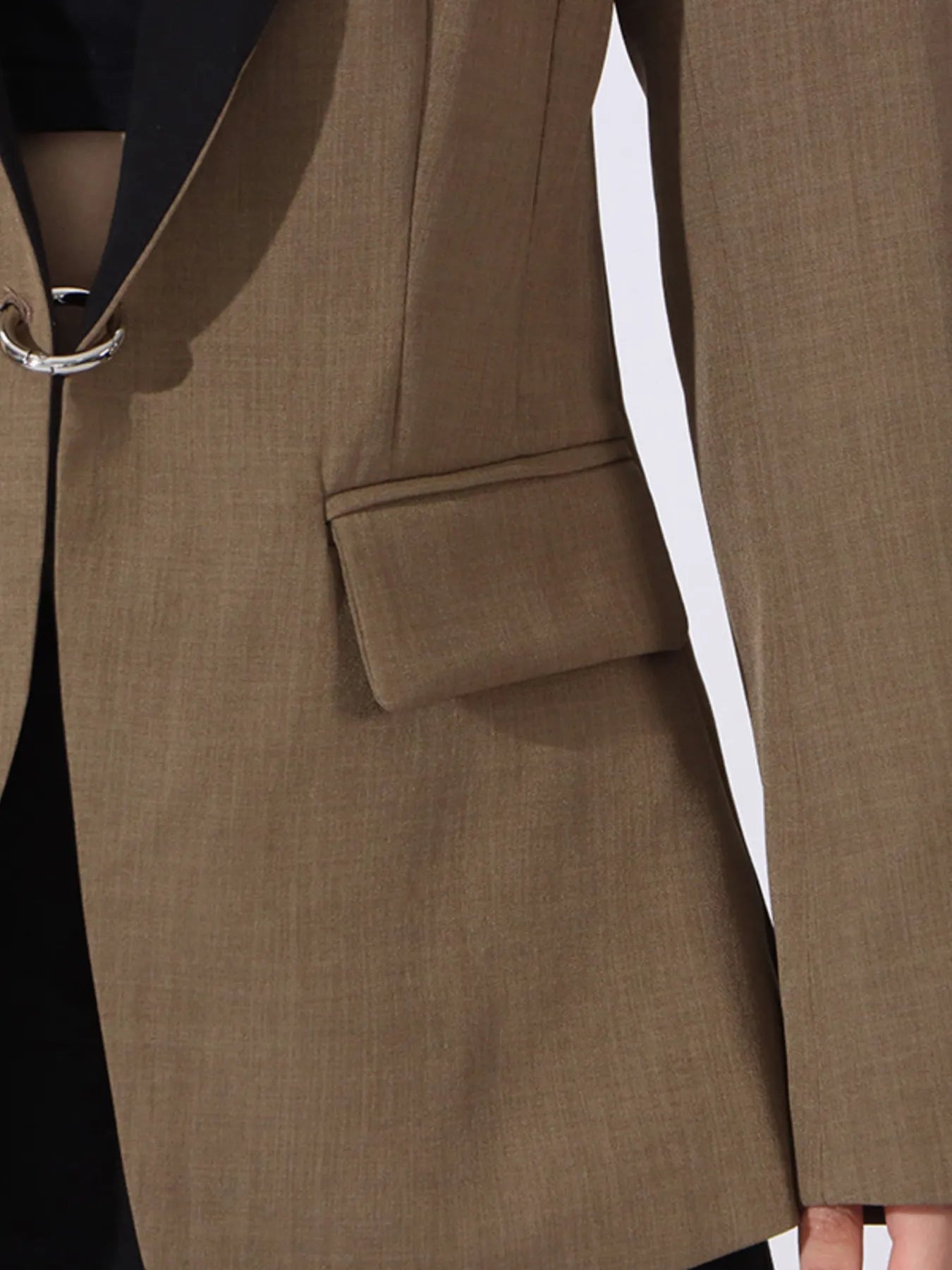 Contrast Lapel Collar Long Sleeve Blazer - Fashorio
