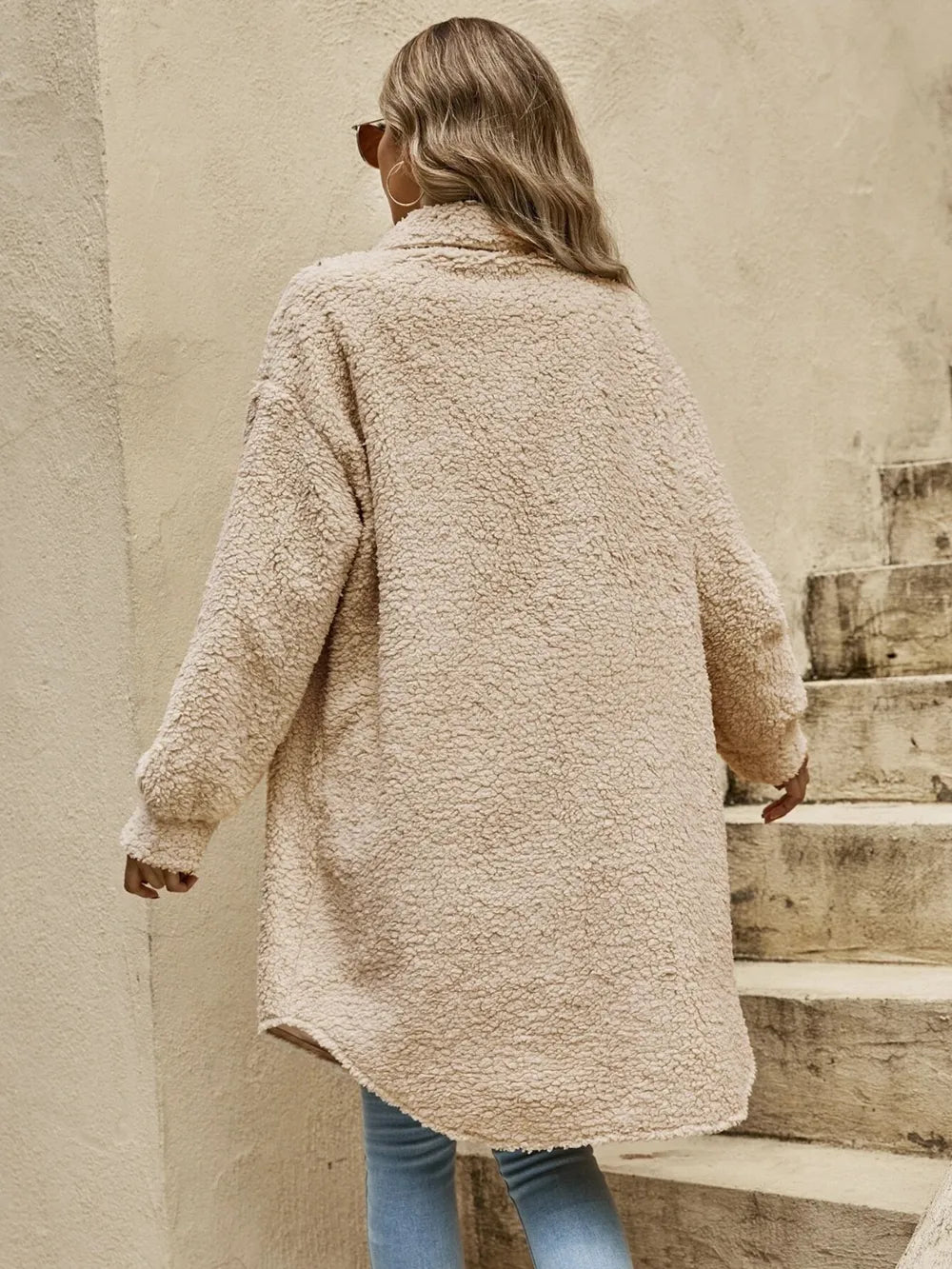 Collared Button Down Coat - Fashorio