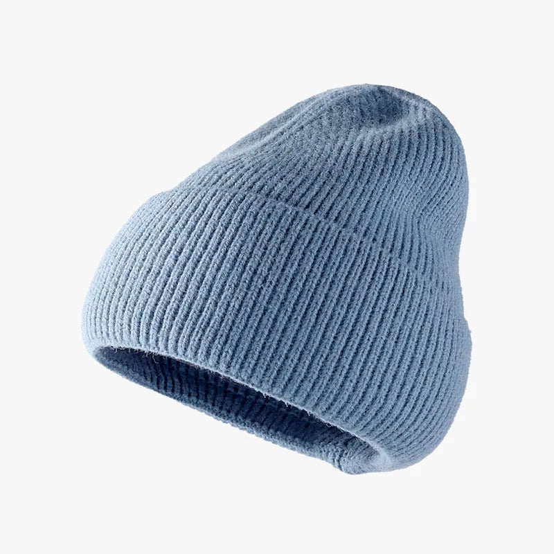 Thermal Solid Knit Hat Light Blue One Size - Fashorio