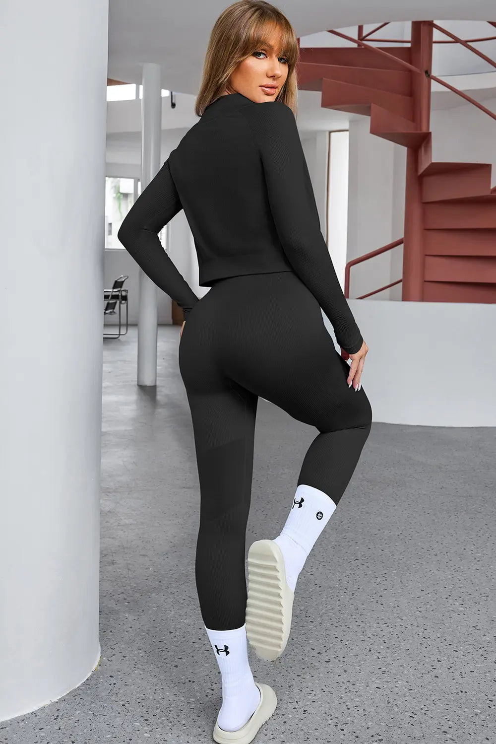Tank Cropped Active Top and Pants Set - Fashorio