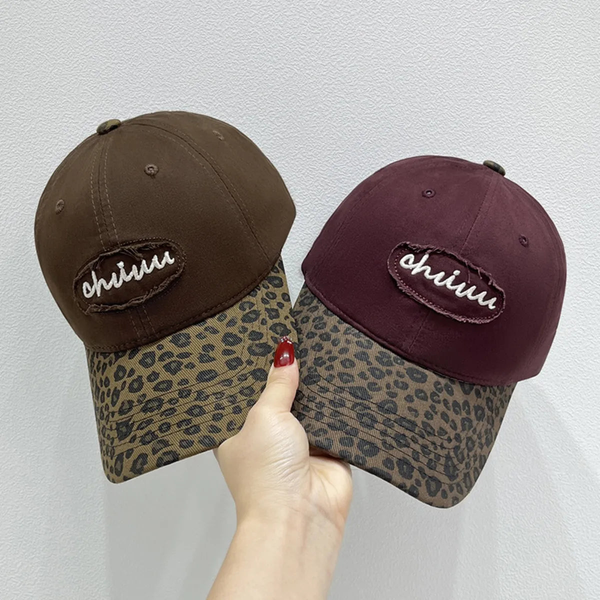 Leopard Print Baseball Cap with Embroidered Letter - Fashorio
