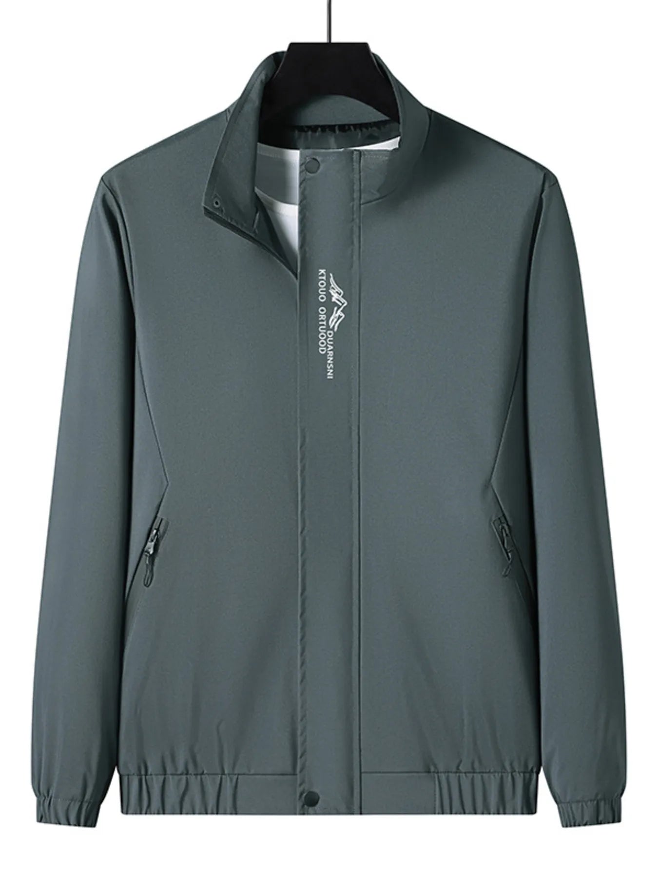 Men's Plus Size Zip Up Long Sleeve Jacket Dark Gray - Fashorio