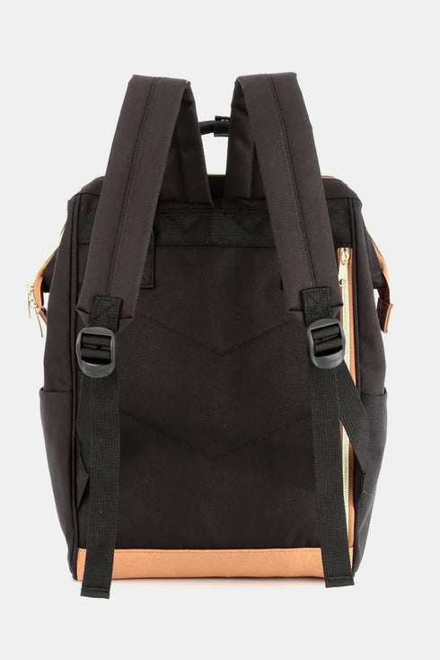 Himawari Contrast Waterproof Canvas Backpack Bag with Side Pockets - Fashorio