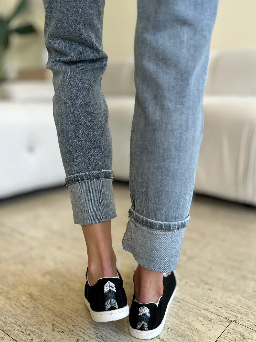 Judy Blue Full Size High Waist Cuff Hem Jeans - Fashorio