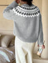 Nordic Fair Isle Pattern Round Neck Sweater - Fashorio