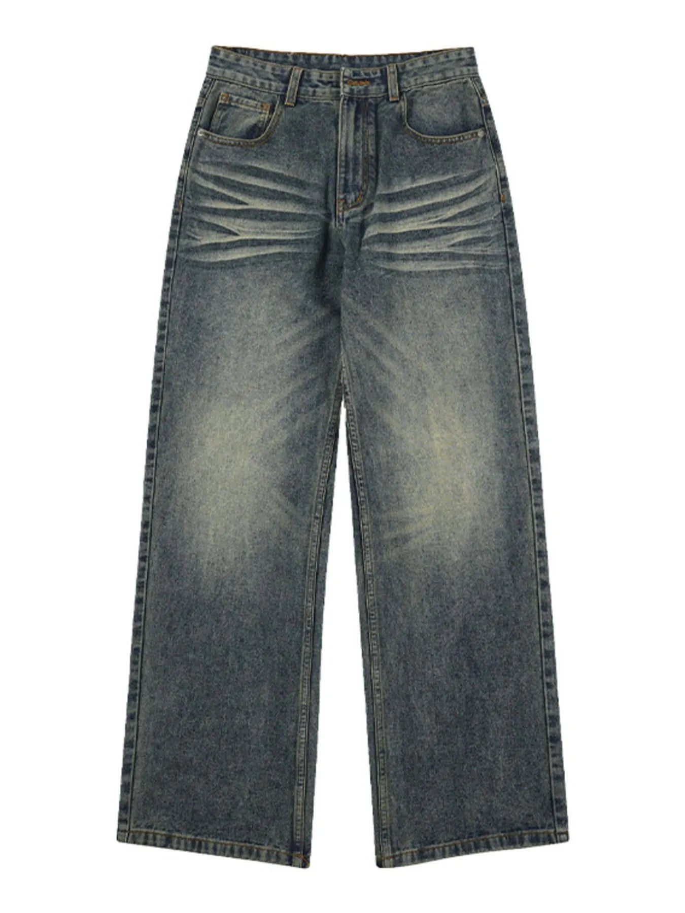 Men's Full Size Washed Wide Leg Relaxed Fit Jeans Plus Size - Fashorio