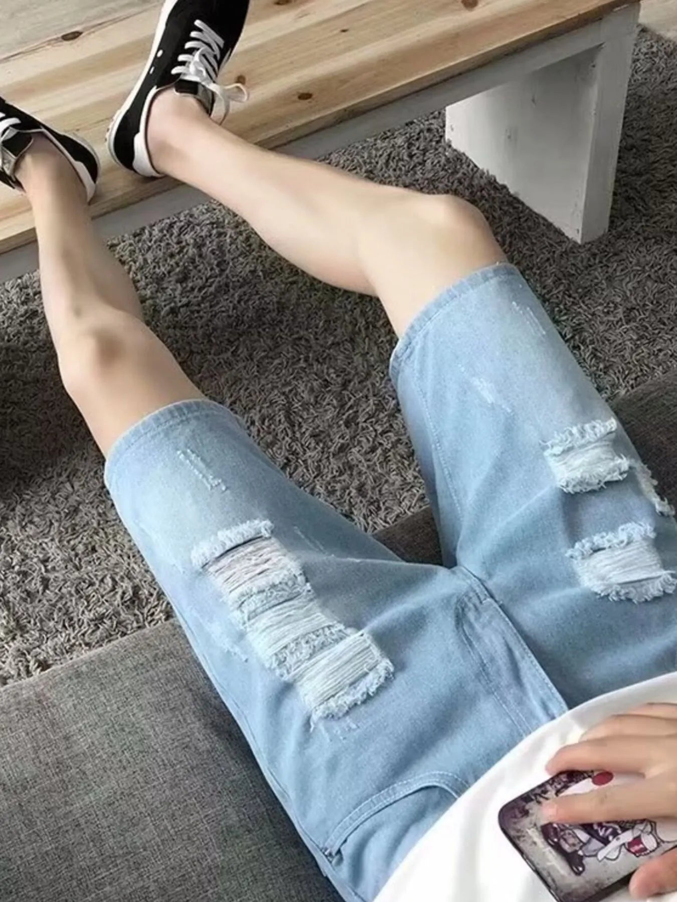 Men's Distressed Wash Denim Shorts - Fashorio