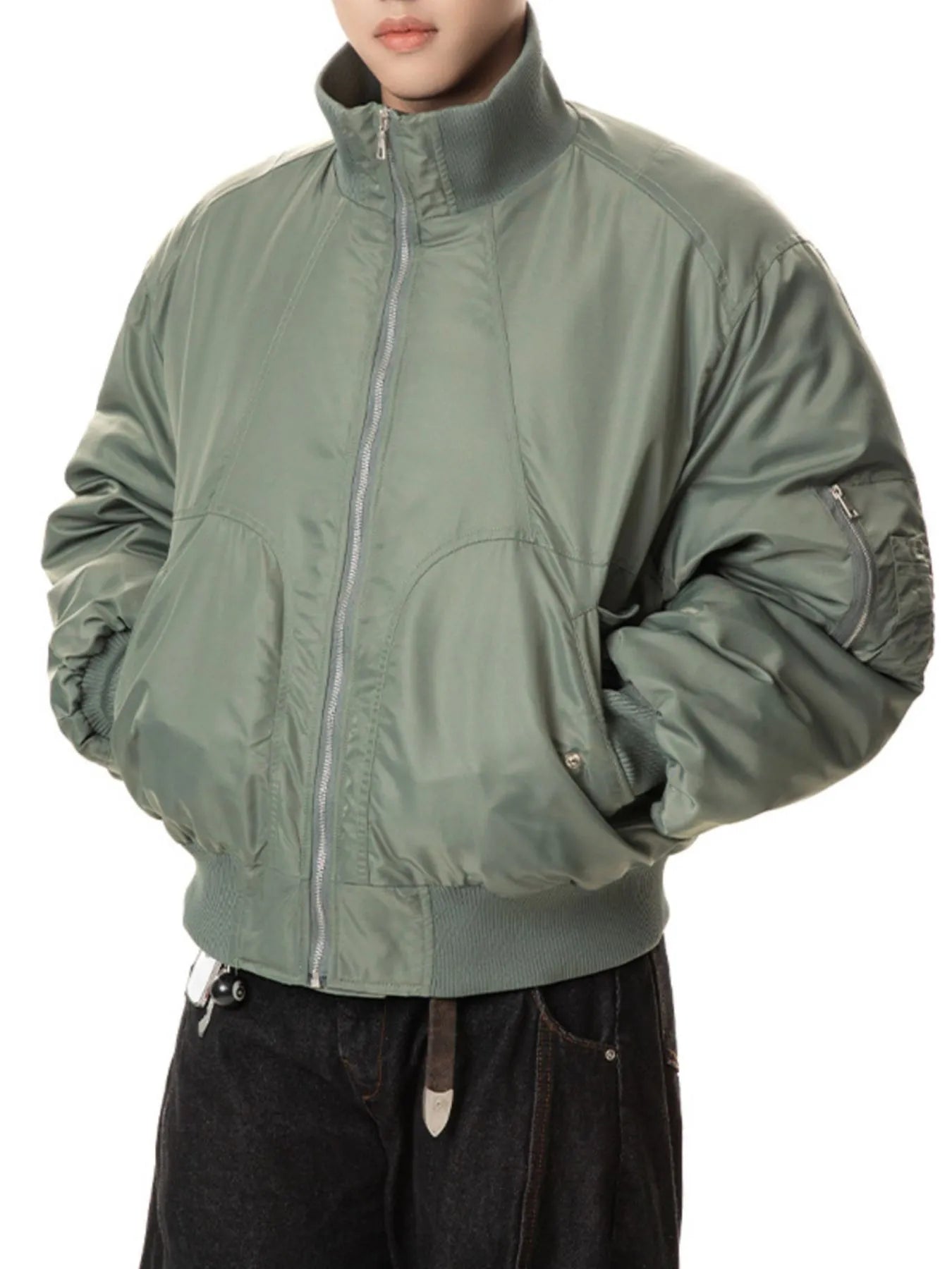 Men's Zip Up Long Sleeve Bomber Jacket - Fashorio