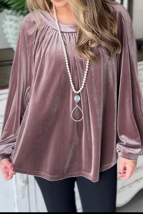 Ruched Round Neck Raglan Sleeve Blouse - Fashorio