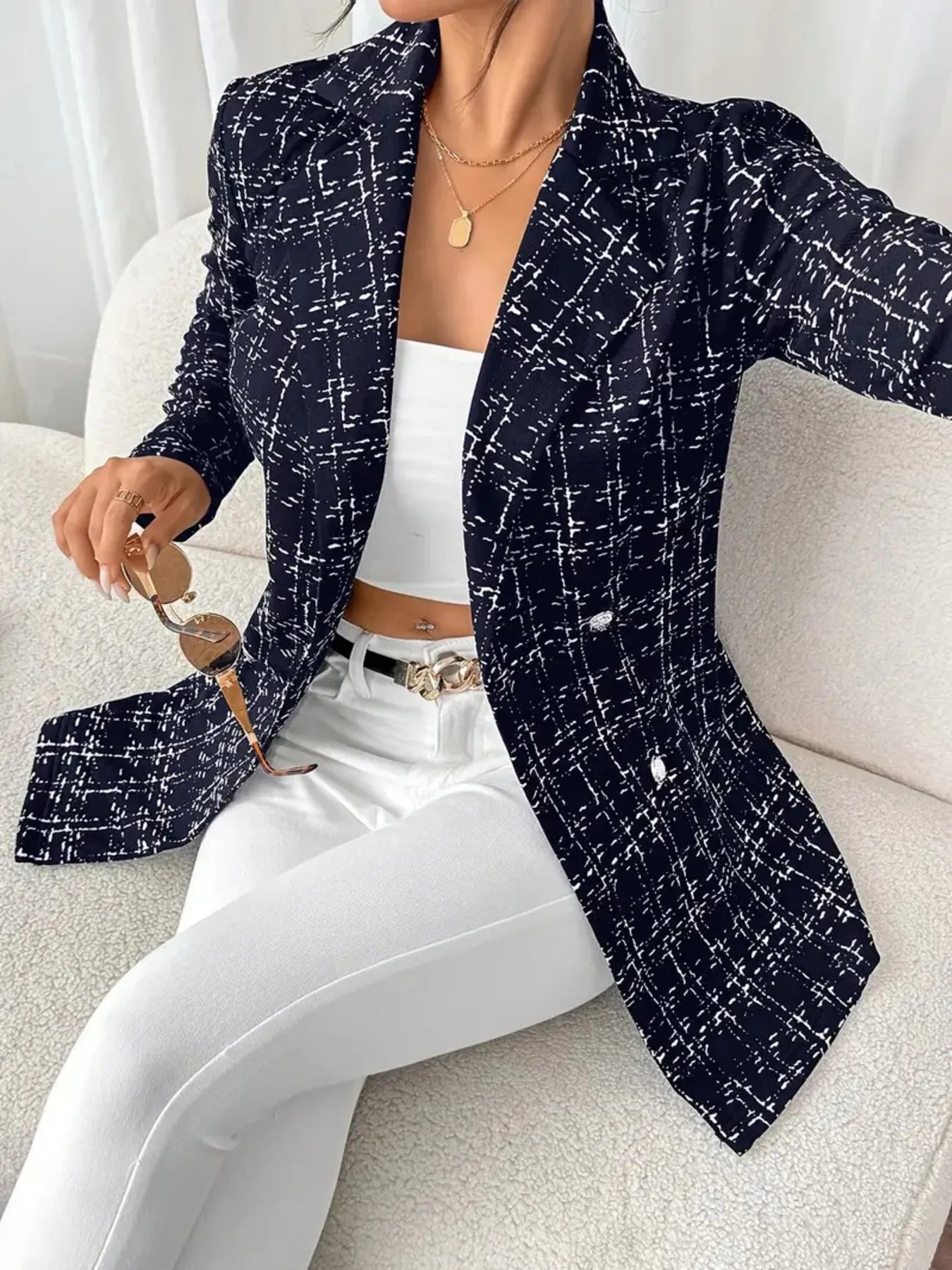 Tweed Double-Breasted Blazer - Fashorio